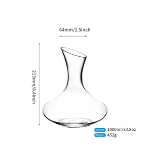 1000ml 33.82oz Unique Clear Round Mouth Crystal Wine Decanter